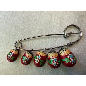 Vintage Russian Nesting Doll Pin Hand-Painted Matryoshka Charms